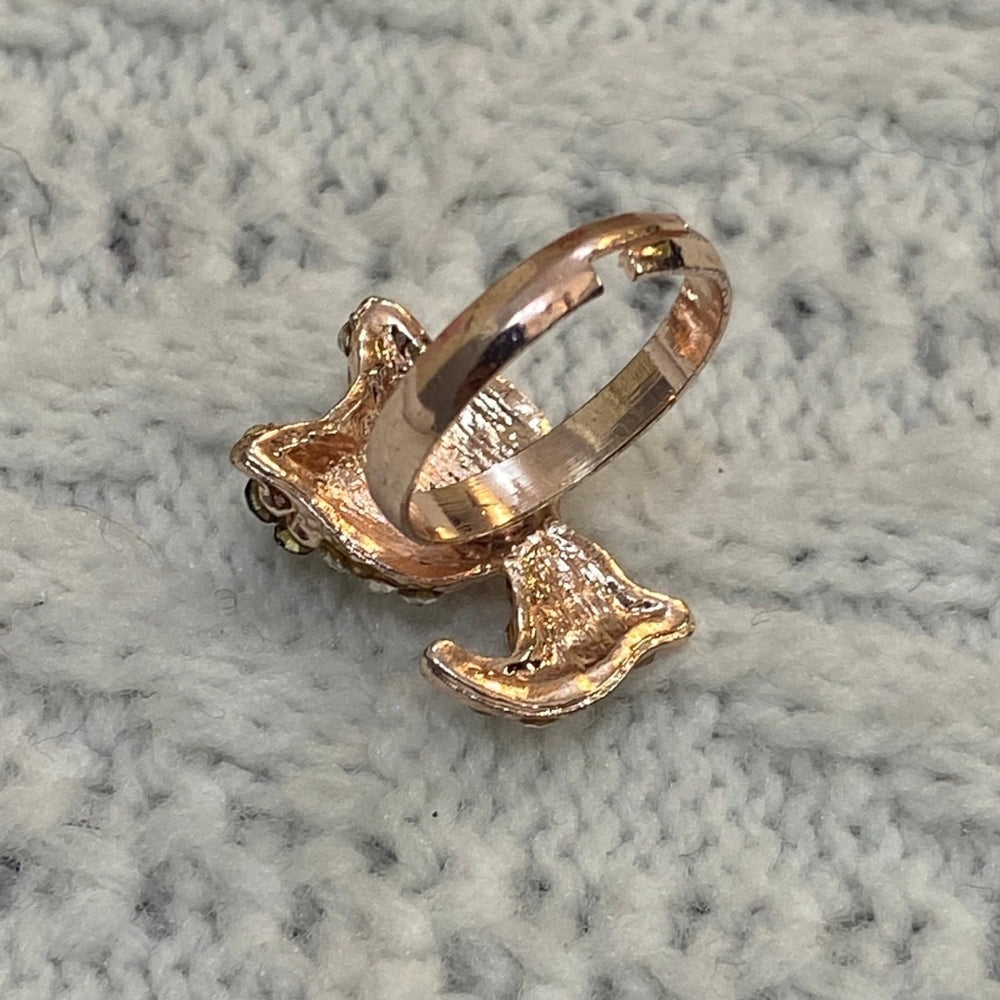 Gold Tone Kitty Adjustable Ring