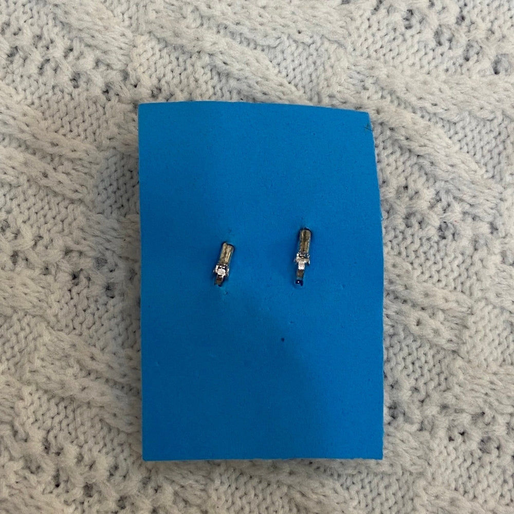 Princess Earrings, Blue Floral Pierced Dangling