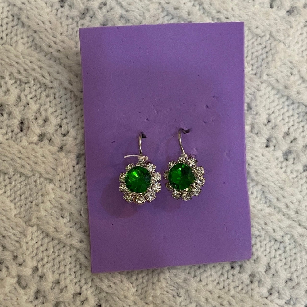 Princess Earrings, Green Floral