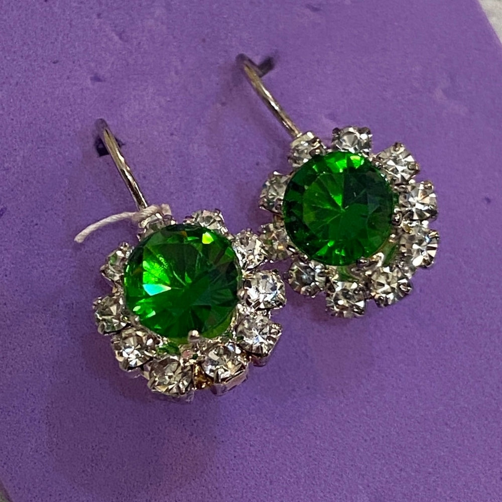 Princess Earrings, Green Floral
