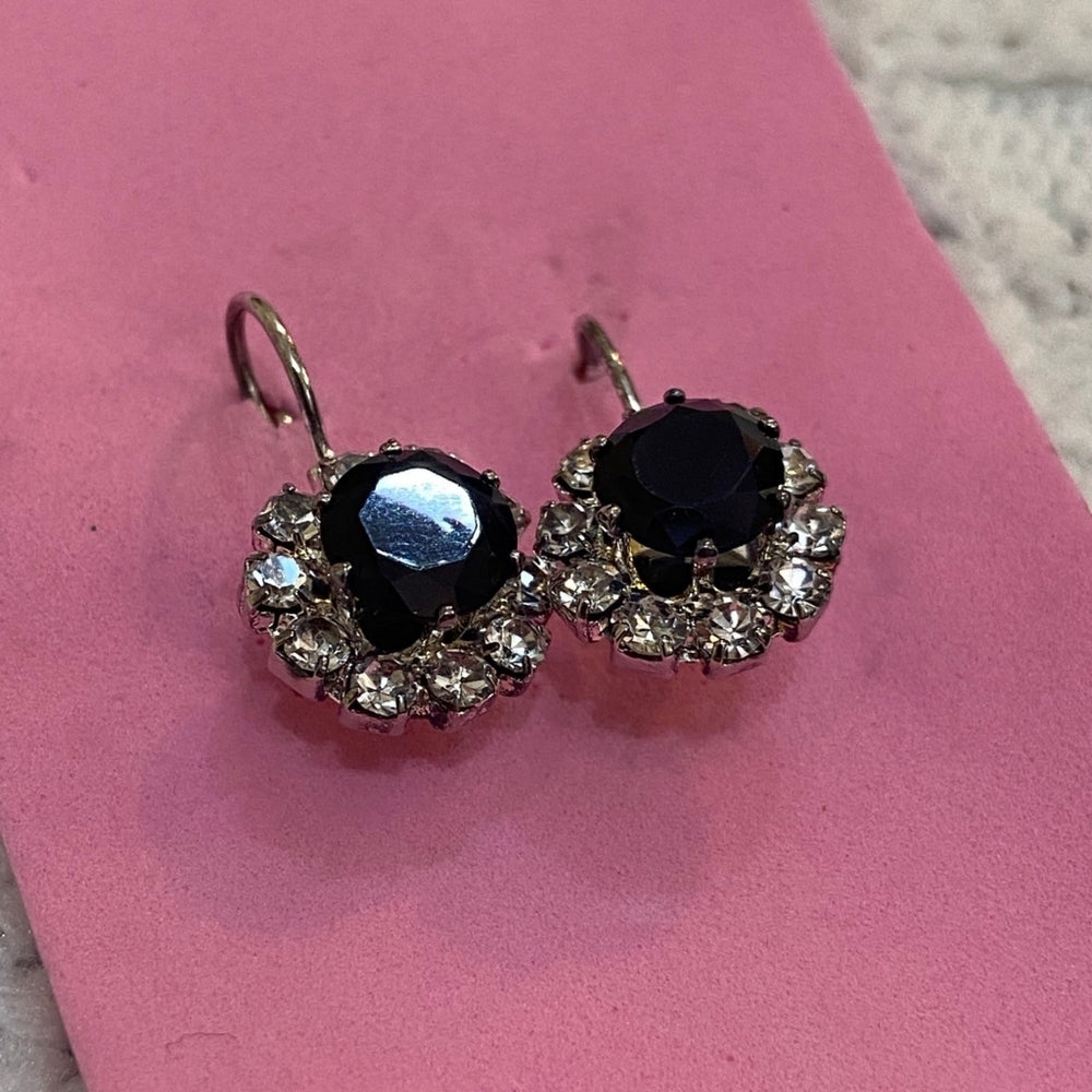 Princess Earrings, Black Floral