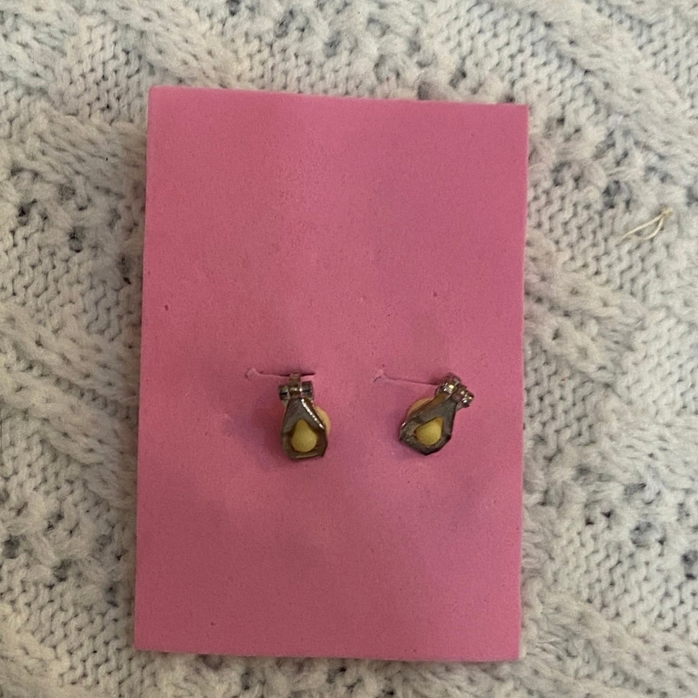 Vintage Rhinestone Earrings, Black Clip On Earrings