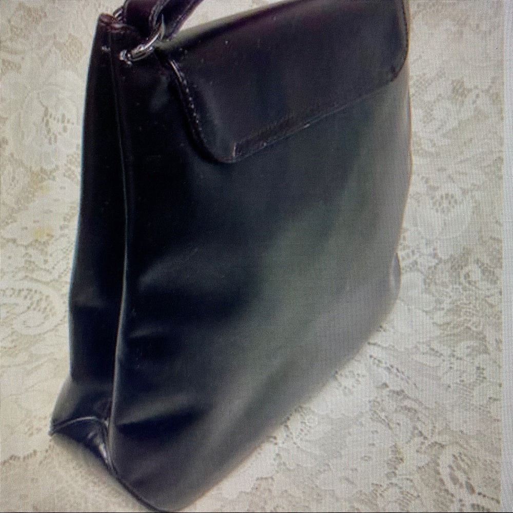 - Ferragamo Large Black Enamel Patent Tote- Handbag