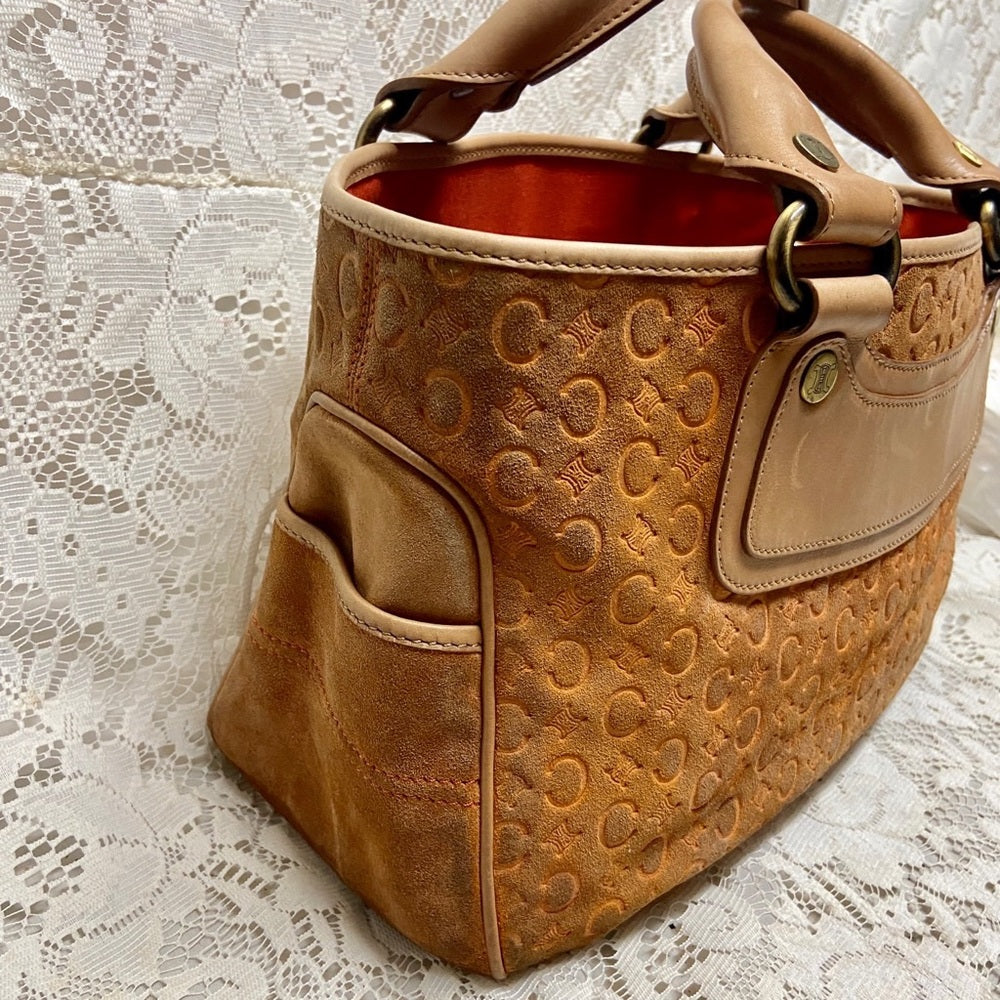 Vintage Celine Rust Orange Brown Suede Leather Handbag