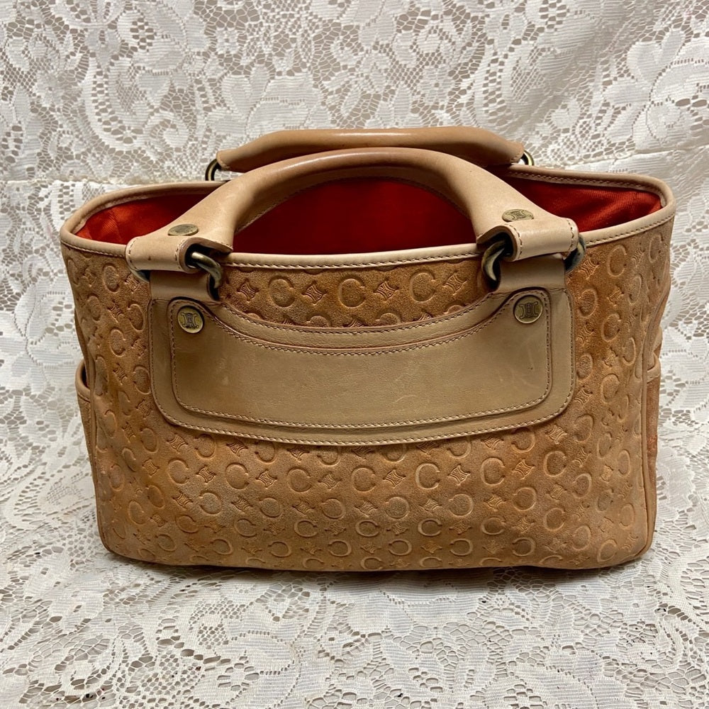 Vintage Celine Rust Orange Brown Suede Leather Handbag