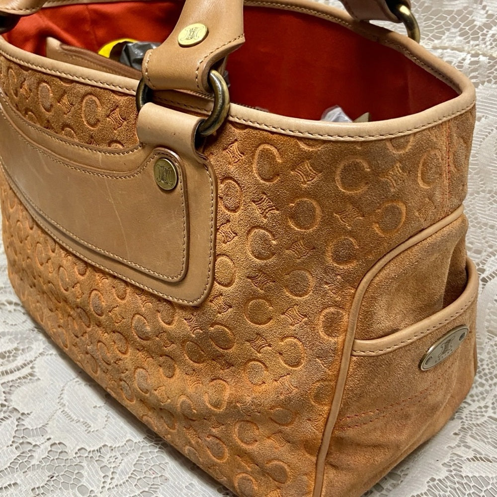 Vintage Celine Rust Orange Brown Suede Leather Handbag