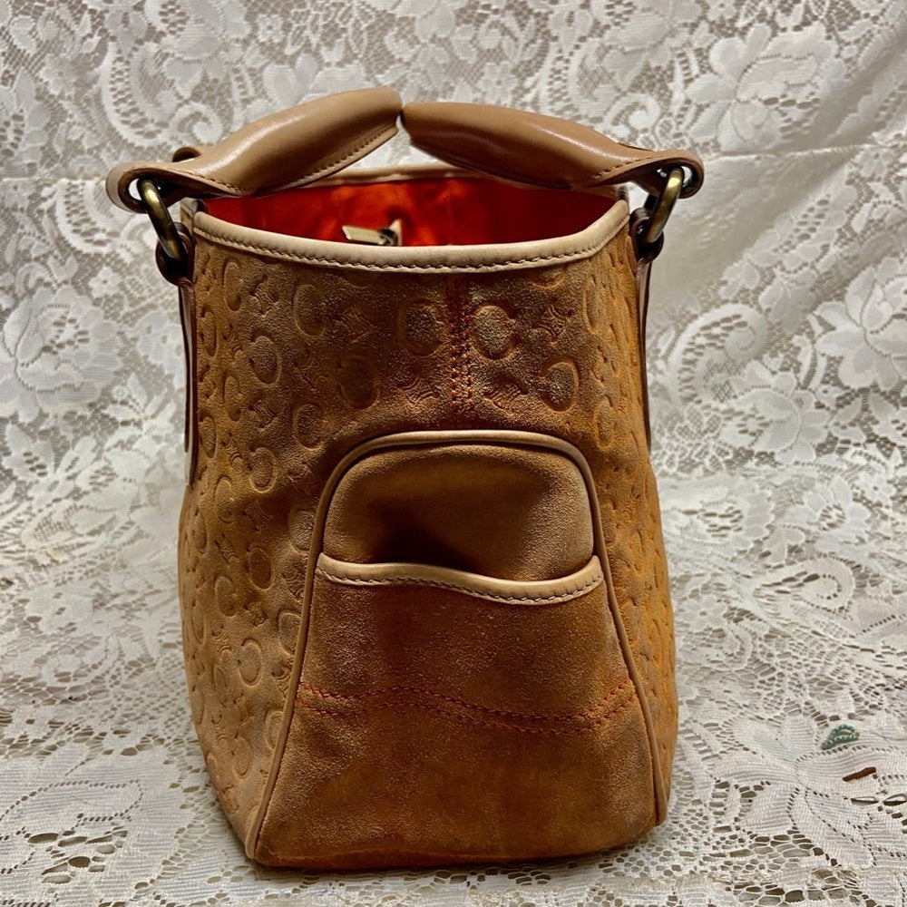 Vintage Celine Rust Orange Brown Suede Leather Handbag