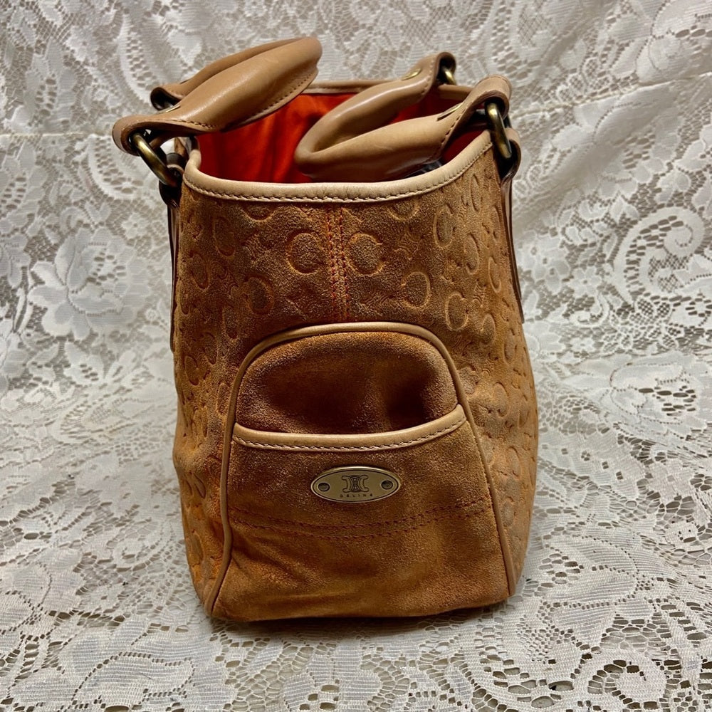 Vintage Celine Rust Orange Brown Suede Leather Handbag