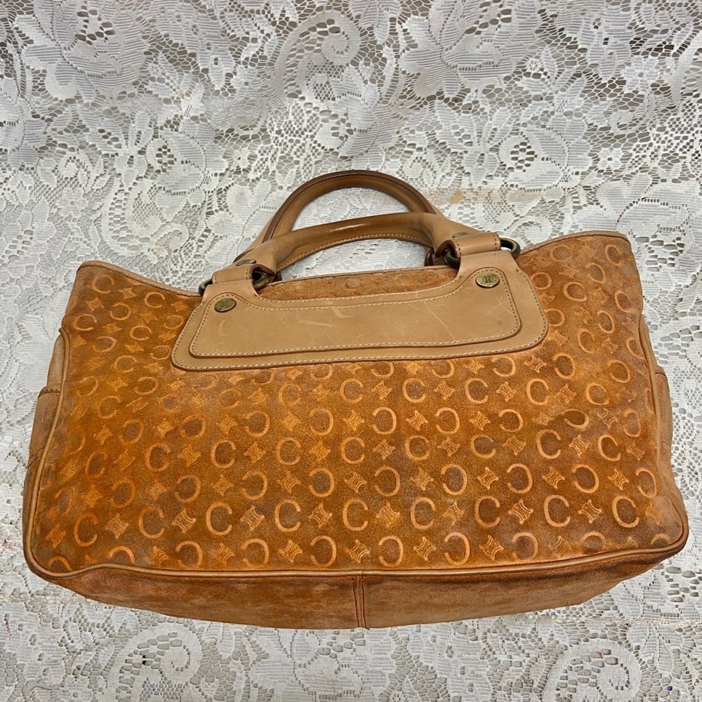 Vintage Celine Rust Orange Brown Suede Leather Handbag