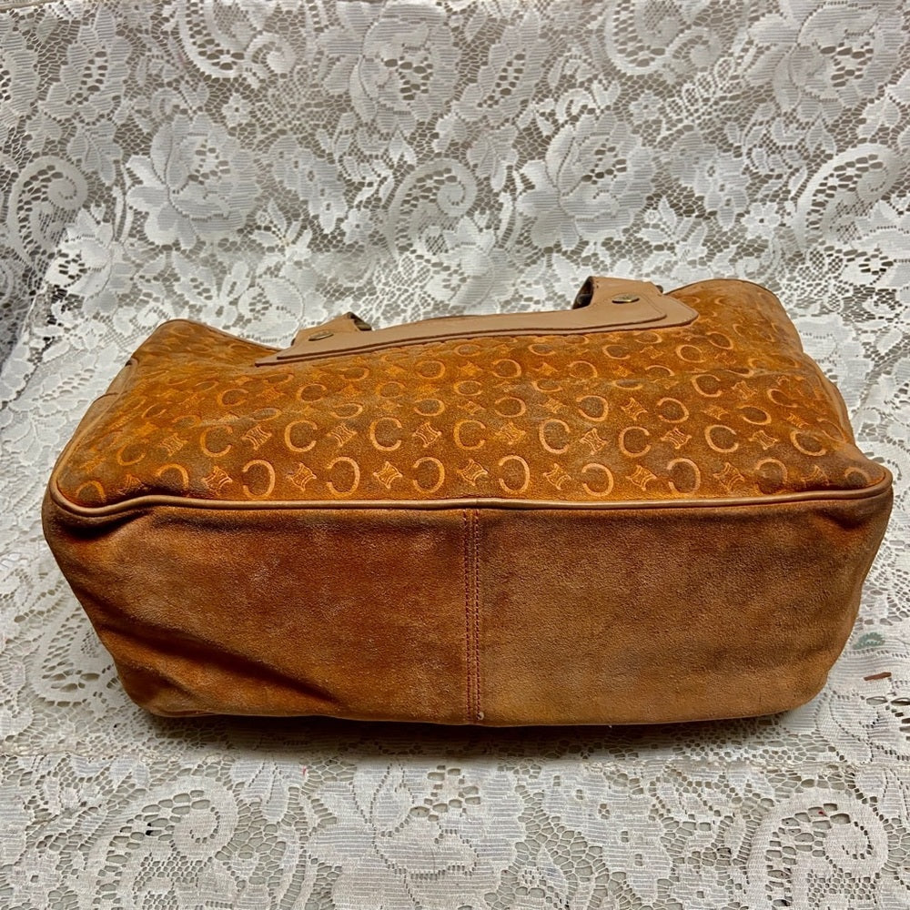 Vintage Celine Rust Orange Brown Suede Leather Handbag