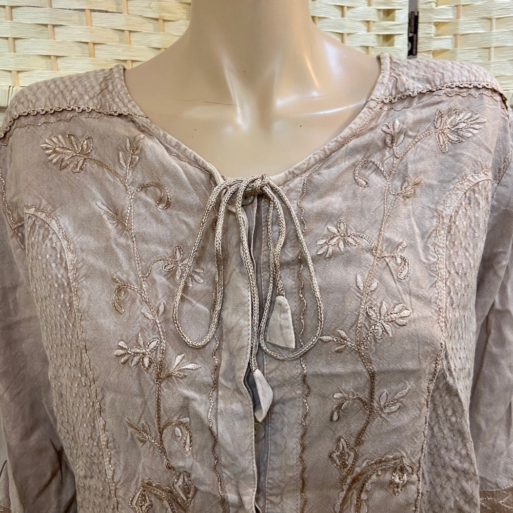 More by Lata, Tan Bohemian Blouse - Size M