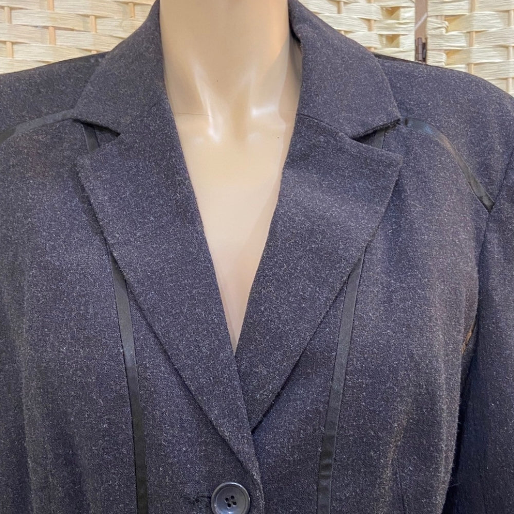 Grace Elements, Gray Blazer with Black Piping - Size L
