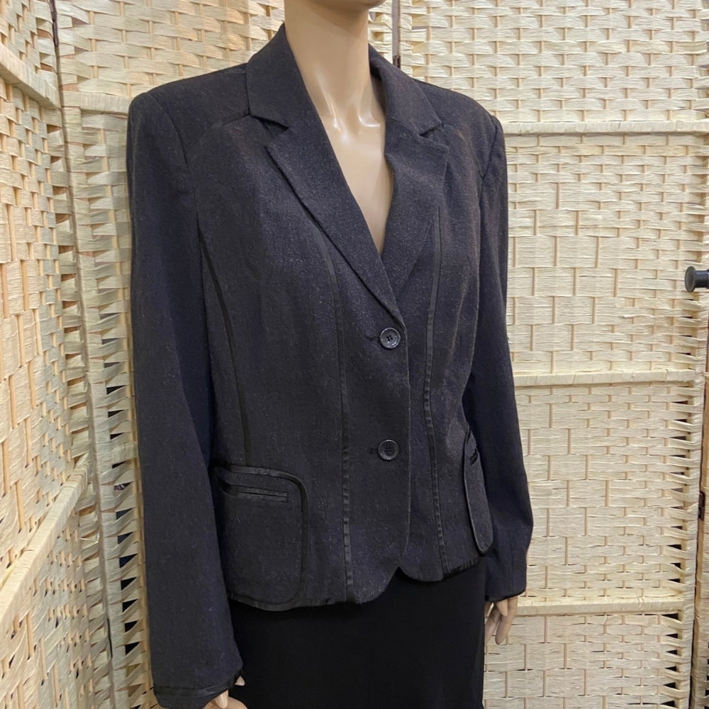 Grace Elements, Gray Blazer with Black Piping - Size L