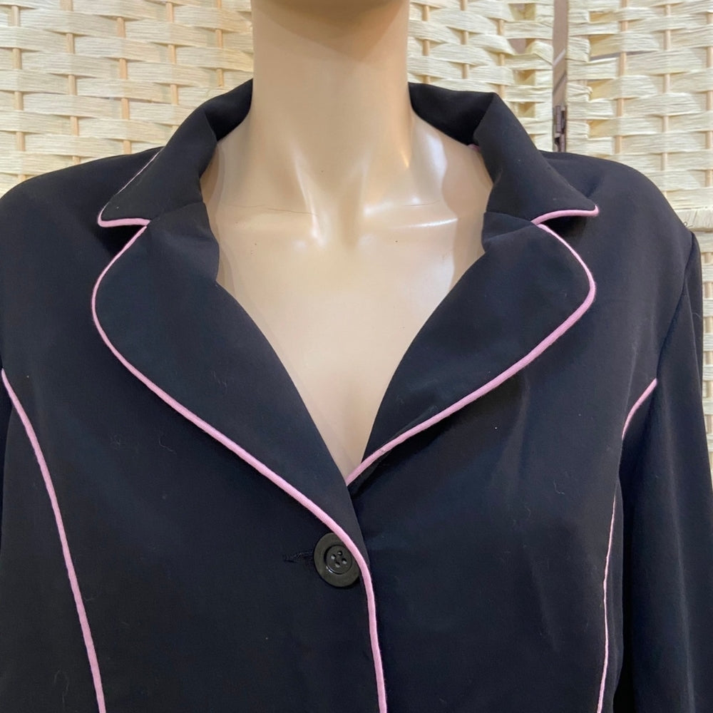 Black Blazer with Pink Piping - Size L