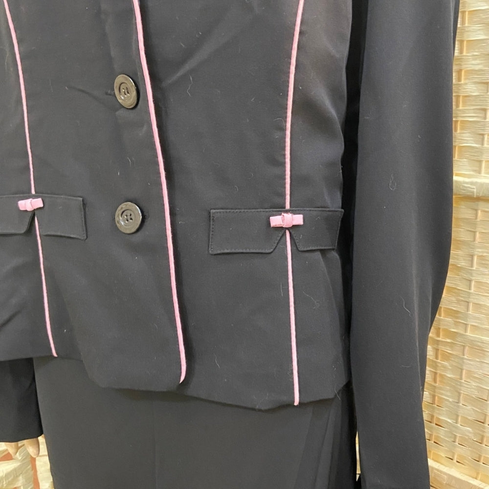 Black Blazer with Pink Piping - Size L