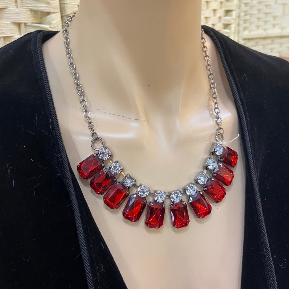 Red Ruby Rhinestone Necklace