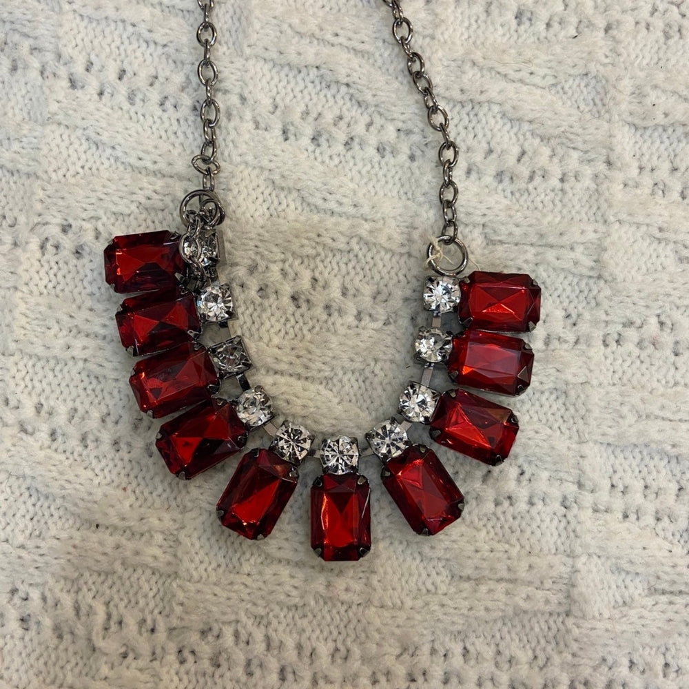 Red Ruby Rhinestone Necklace