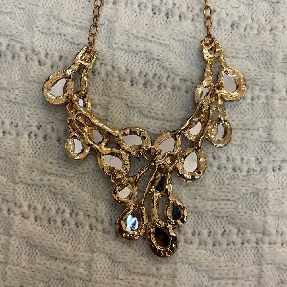 Yellow Faux Gemstone Gold Tone Necklace