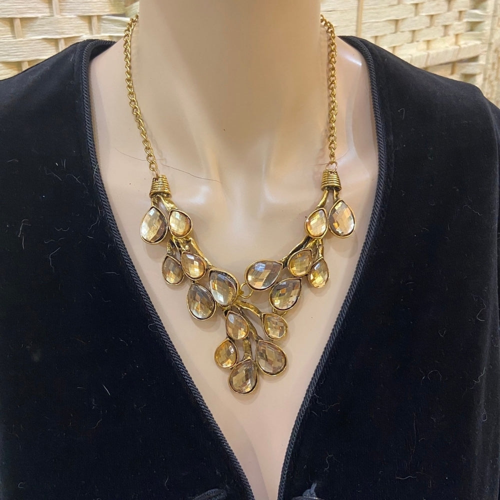 Yellow Faux Gemstone Gold Tone Necklace
