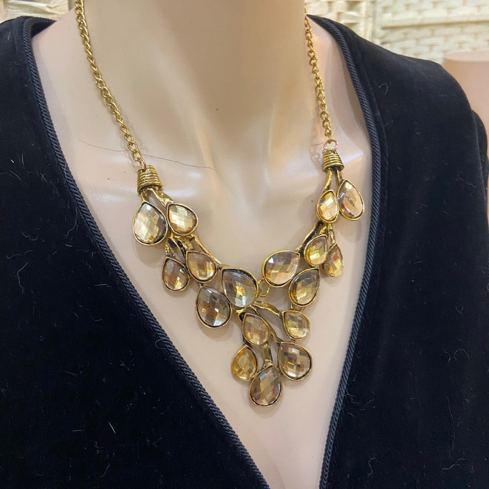 Yellow Faux Gemstone Gold Tone Necklace