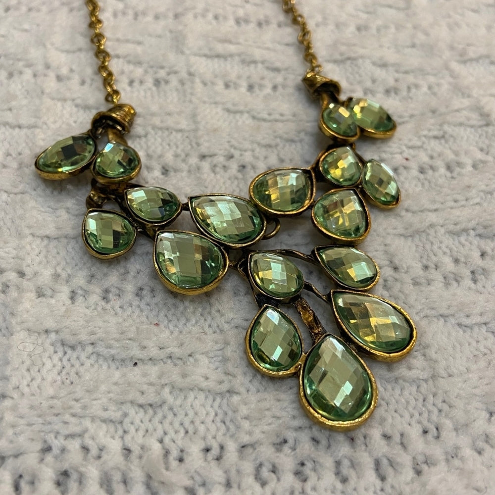 Green Faux Gemstone Gold Tone Necklace