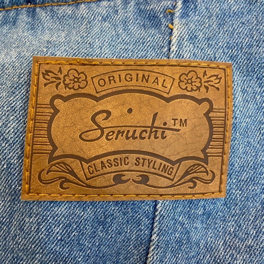 Seruchi, Denim Skirt with Leather Tassels - Size 7/8