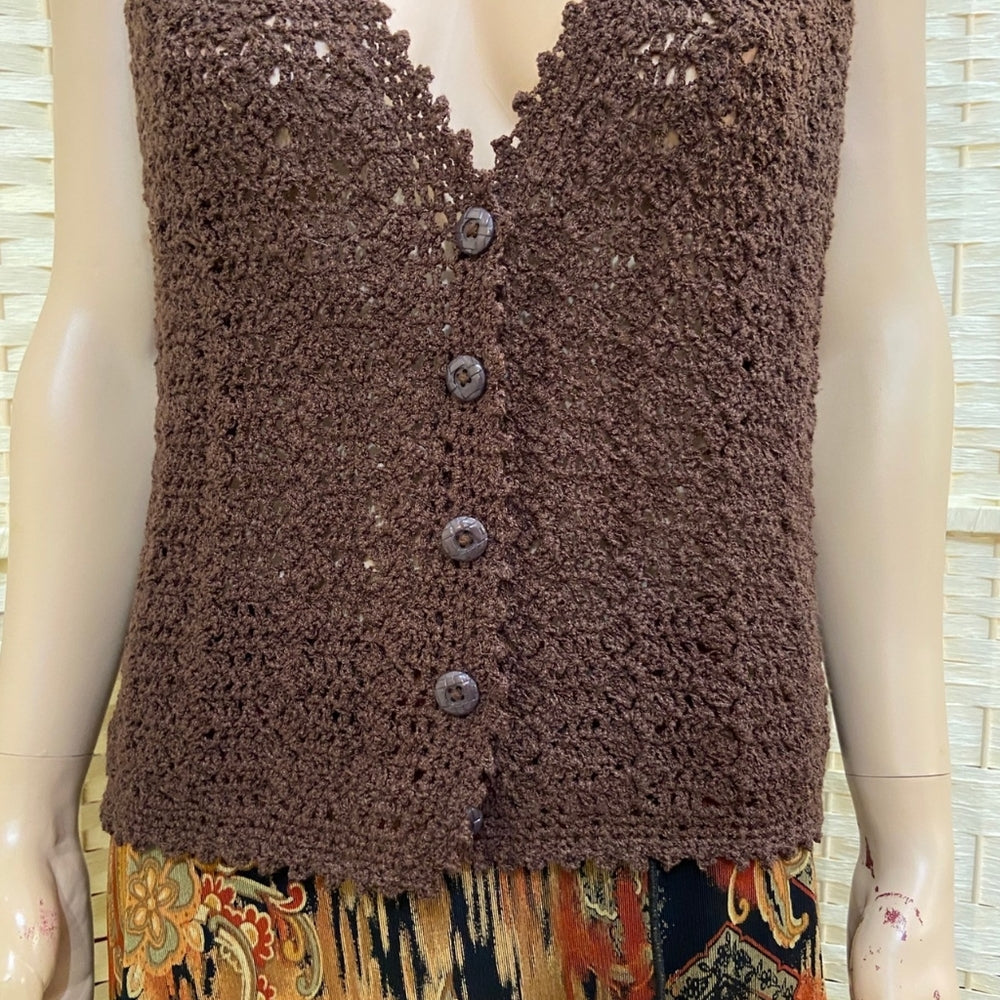Brown Crochet Vest