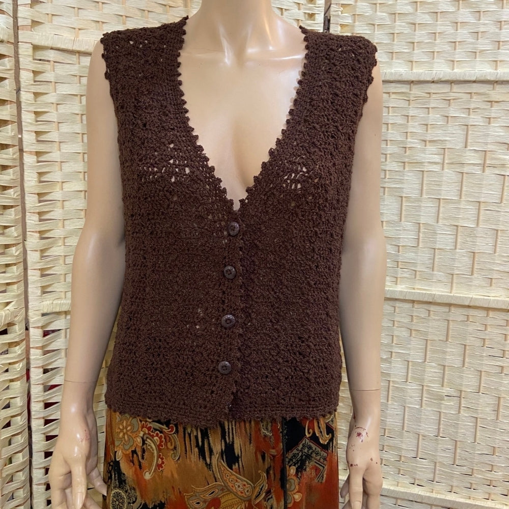 Brown Crochet Vest