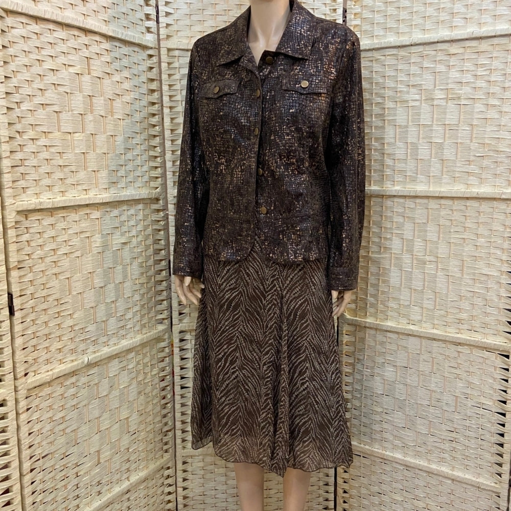 Birch Hill, Faux Snake Skin Brown Jacket - Size L