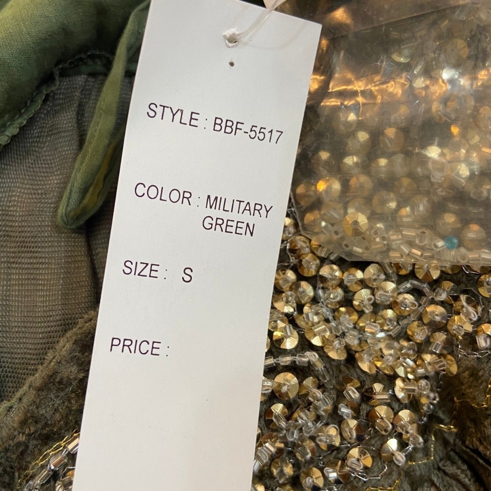 BBJeans, Green Velvet Beaded Skirt - Size S