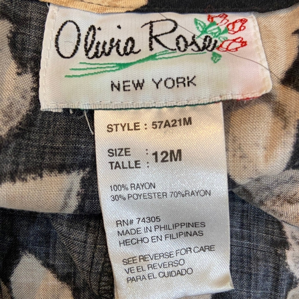 Olivia Rose NY, Beige Dress with Black/Beige Cover - Size 12M