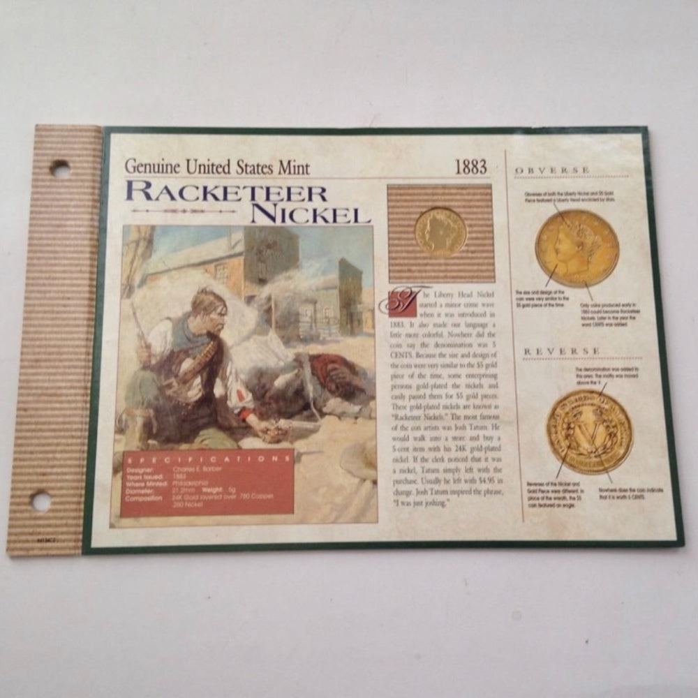 Genuine United States Mint: 1883 Racketeer Gold Plated Liberty Nickel