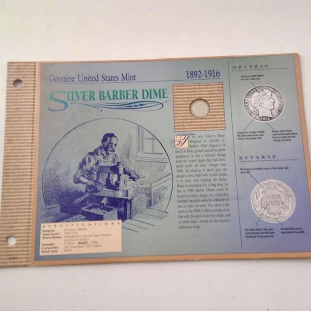 Genuine United States Mint: 1892-1916 Silver Barber Dime