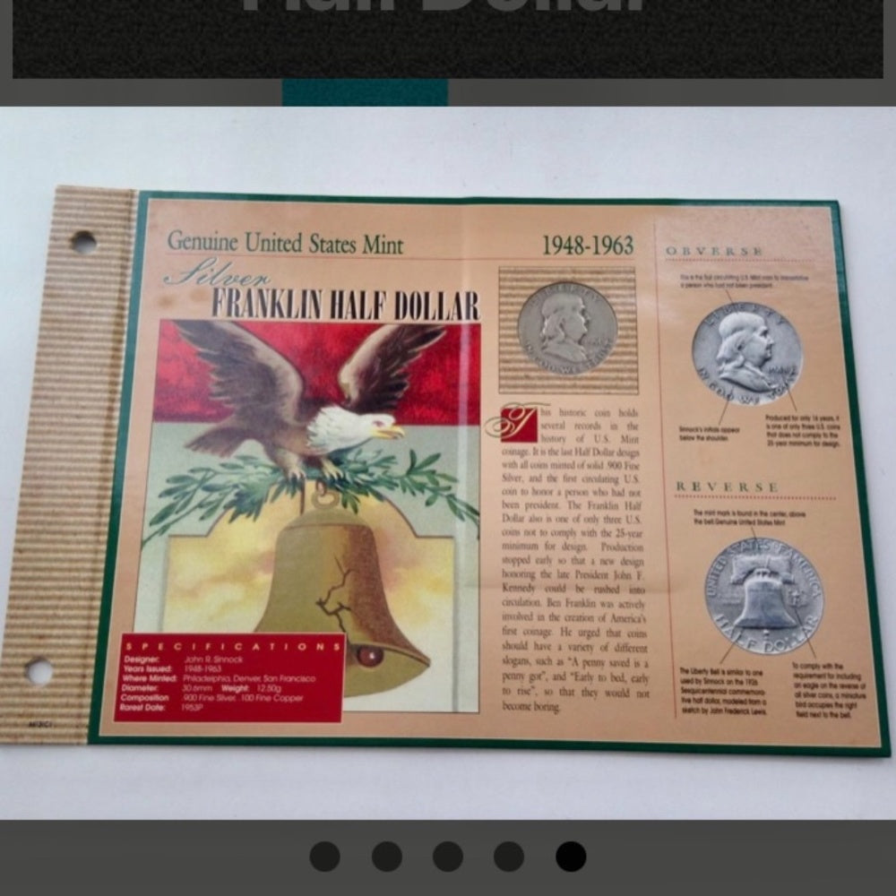 Genuine United States Mint 1948-1963 Silver Franklin Half Dollar