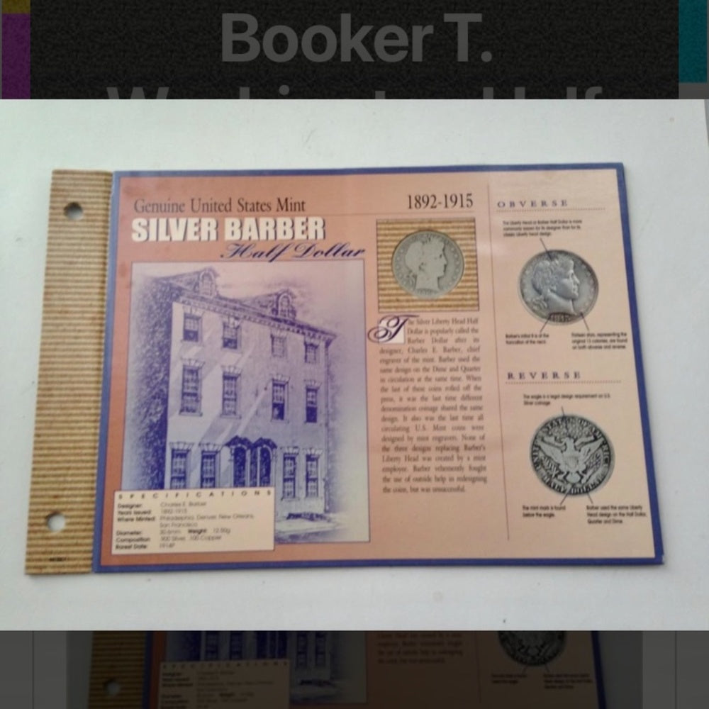 Genuine United States Mint - 1892-1915 Silver Barber Half Dollar