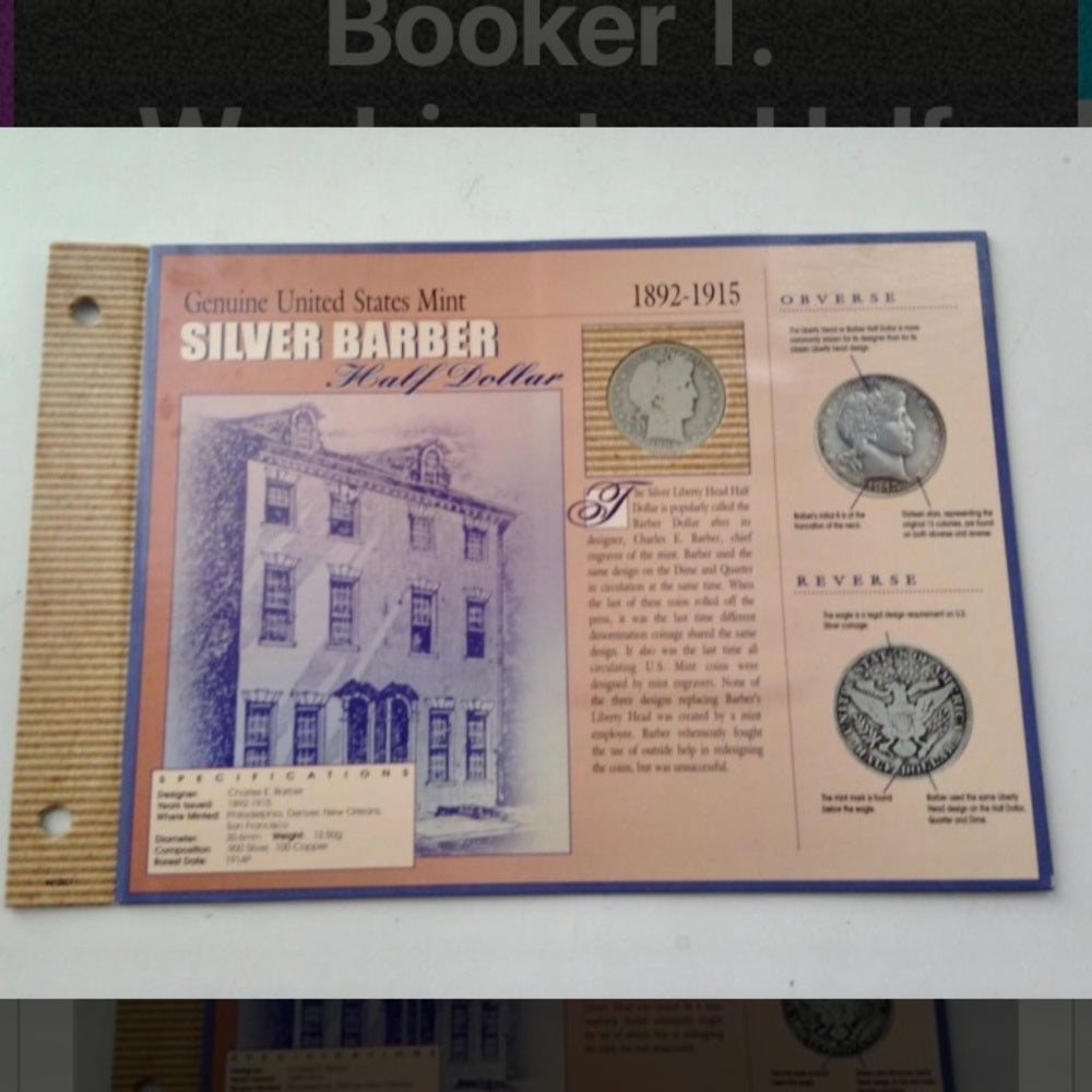 Genuine United States Mint - 1892-1915 Silver Barber Half Dollar