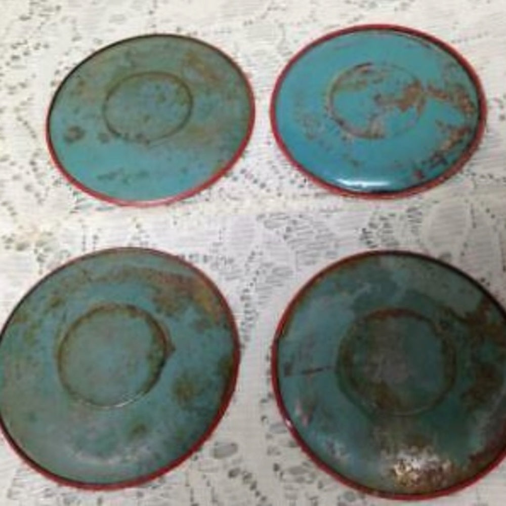 1940-50s Ohio Art, #105 The Wedding, 12pc Childs Tin Tea Set