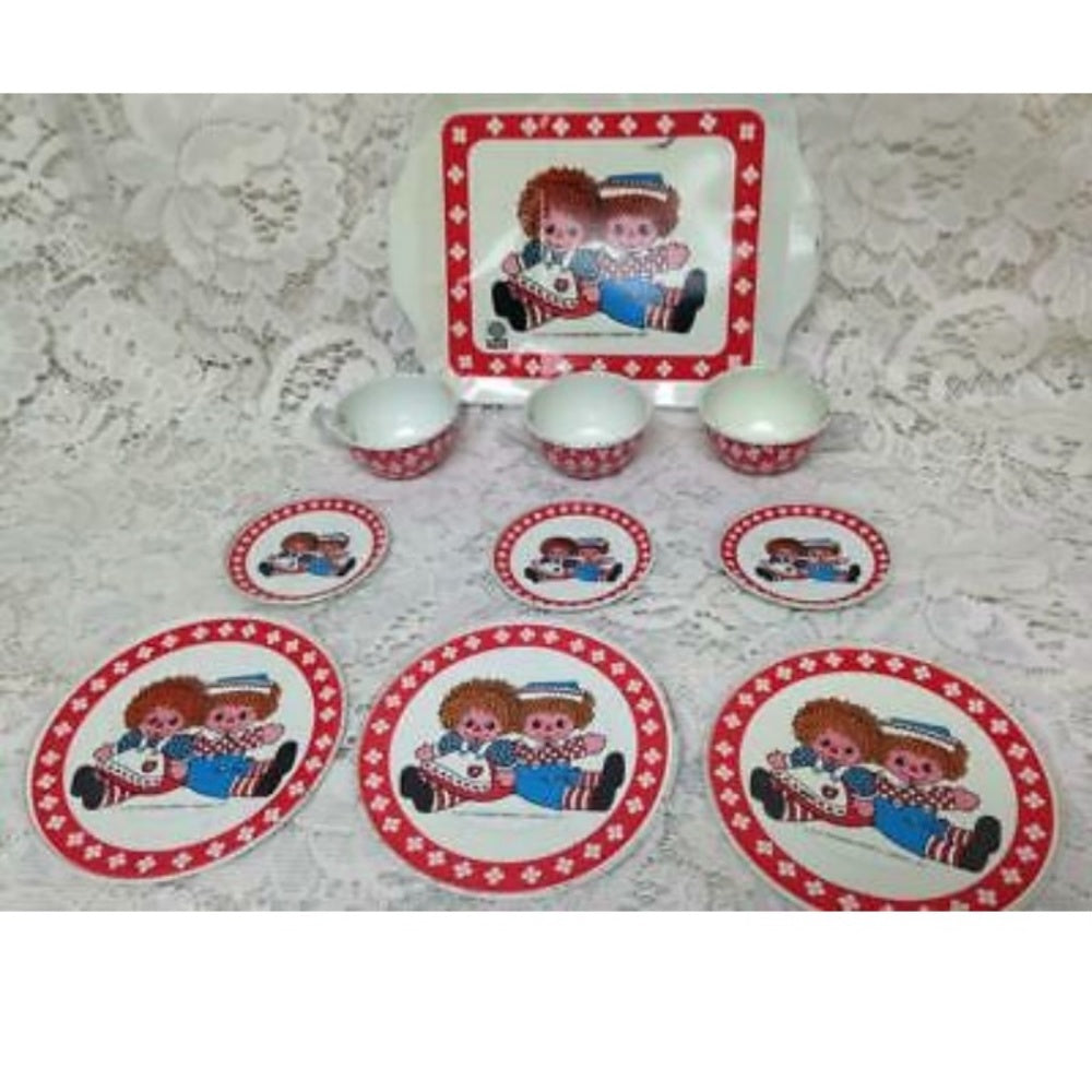 1970s,10pc Chein-Bobb Merrill Raggedy Ann Tin Tea Set