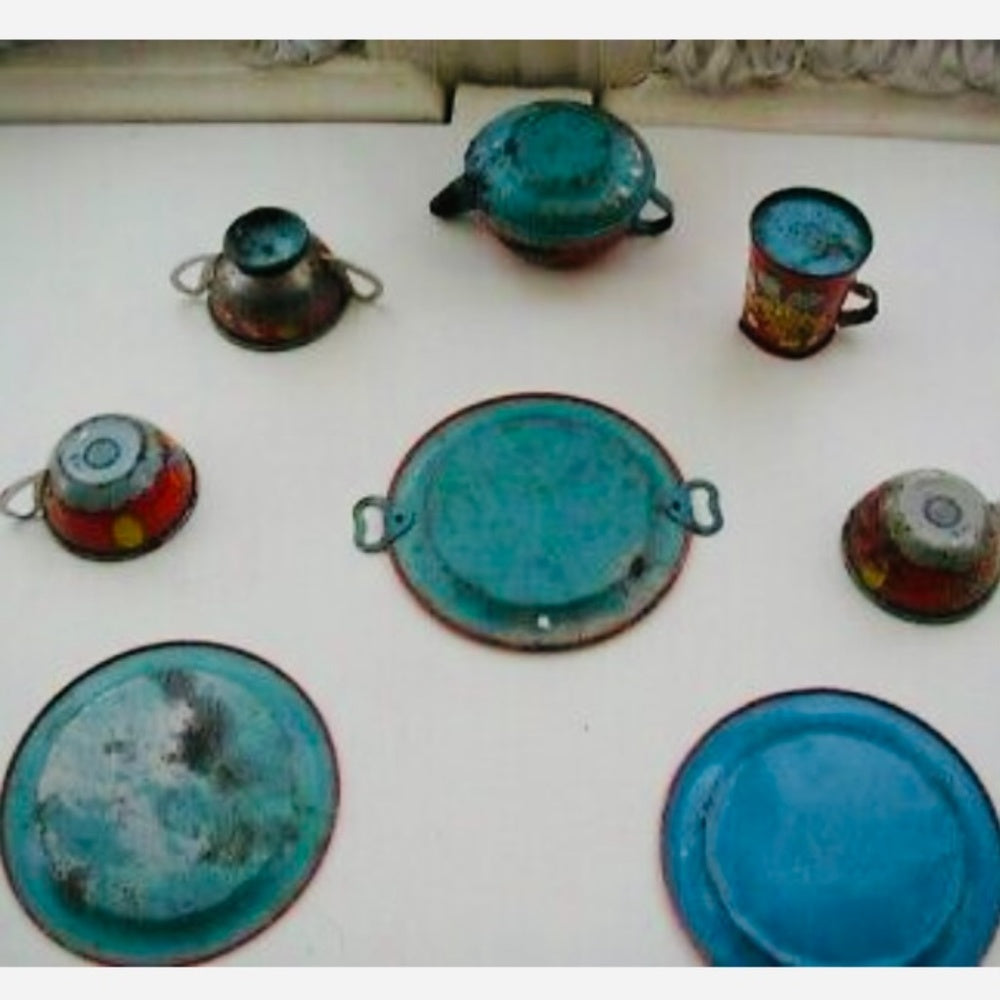 1948 Ohio Art #158, Circus 8-pc Child’s Tin Tea Set