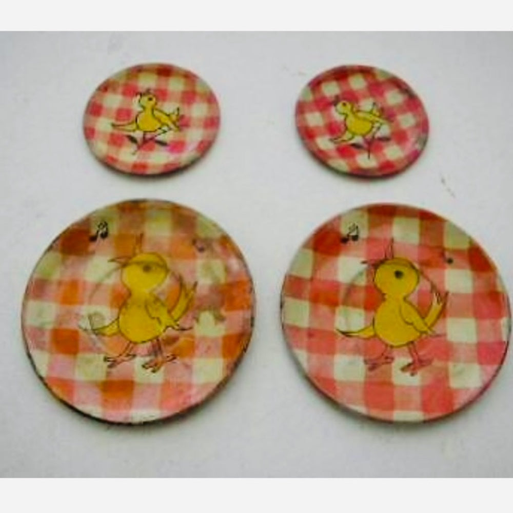 Rare, 1930s Ohio Art, FB Peat’s Humpty Dumpty 9-pc Childs Tin Tea Set