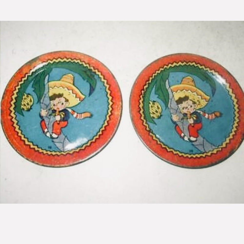 1940s Ohio Art, # 80, Mexican Boy 7pc Child’s Tin Tea Set