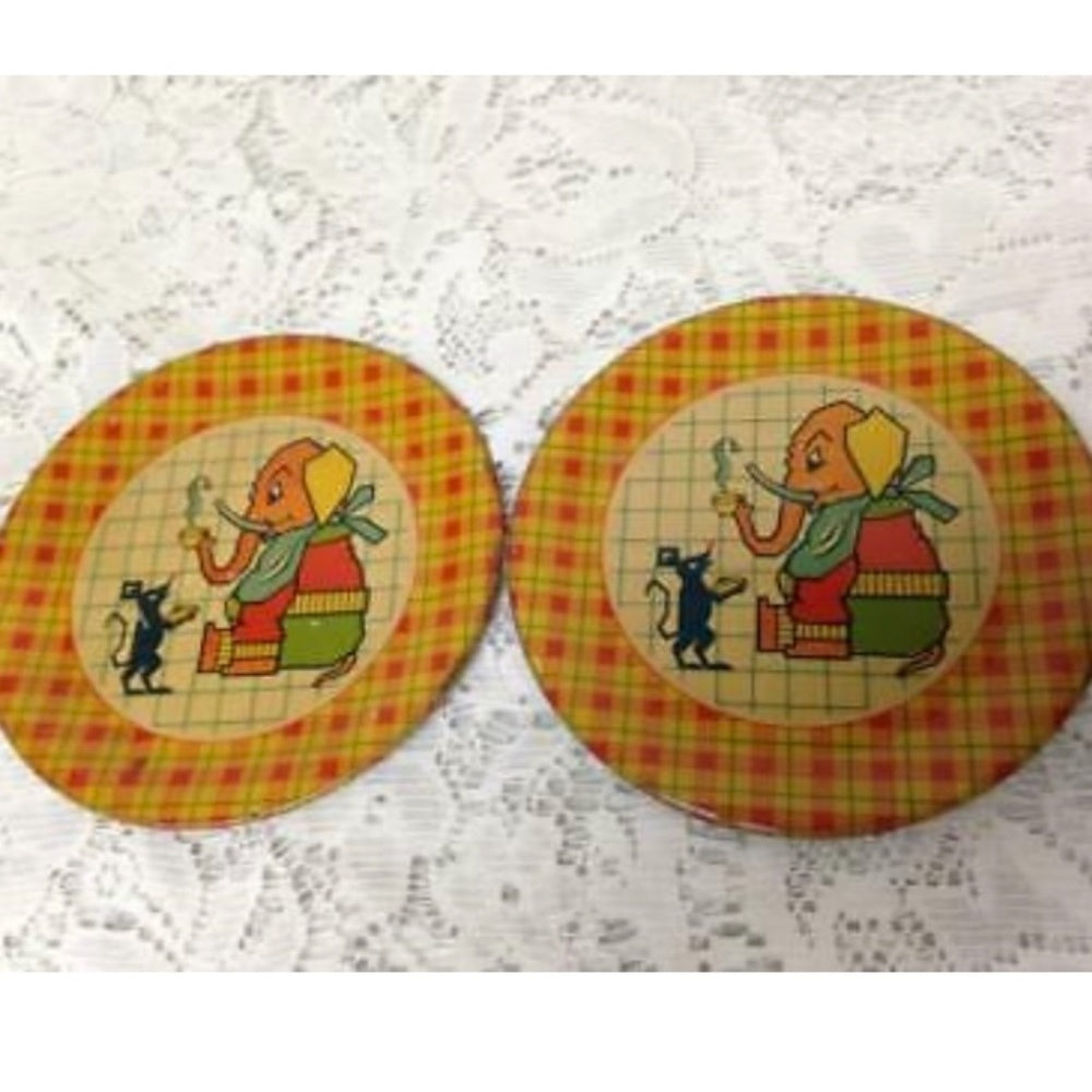 Vintage, Rare, J. Chein, 7pc Childs, Elephant Tin Tea Set
