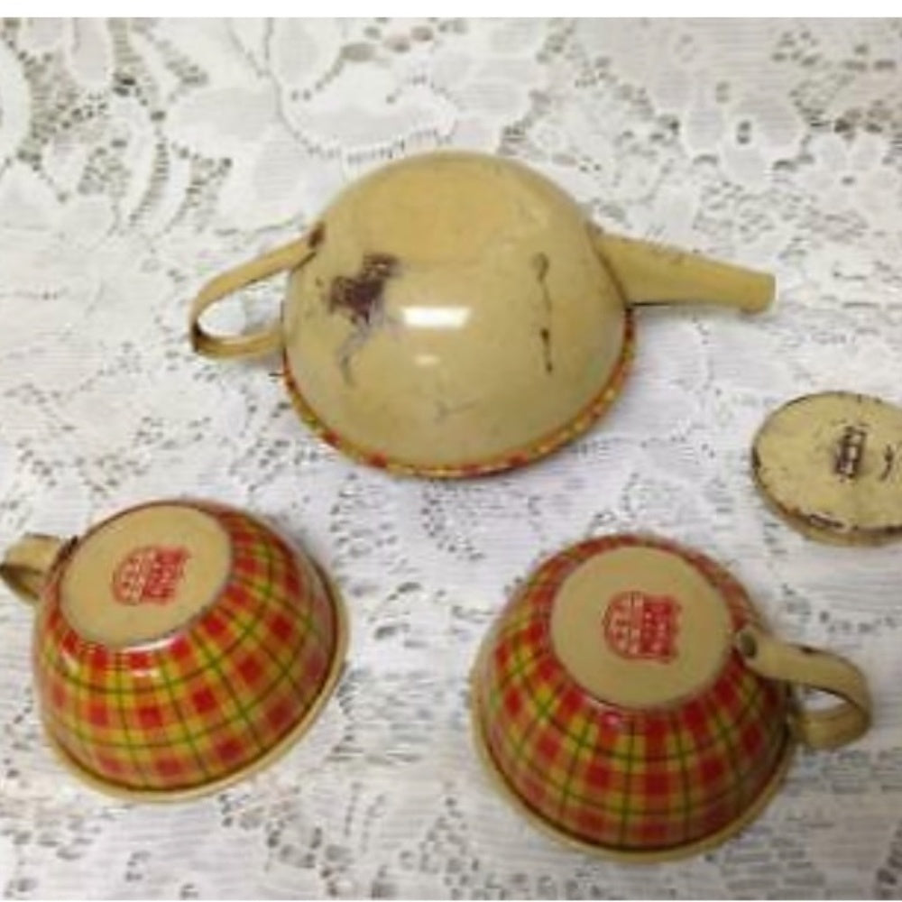 Vintage, Rare, J. Chein, 7pc Childs, Elephant Tin Tea Set