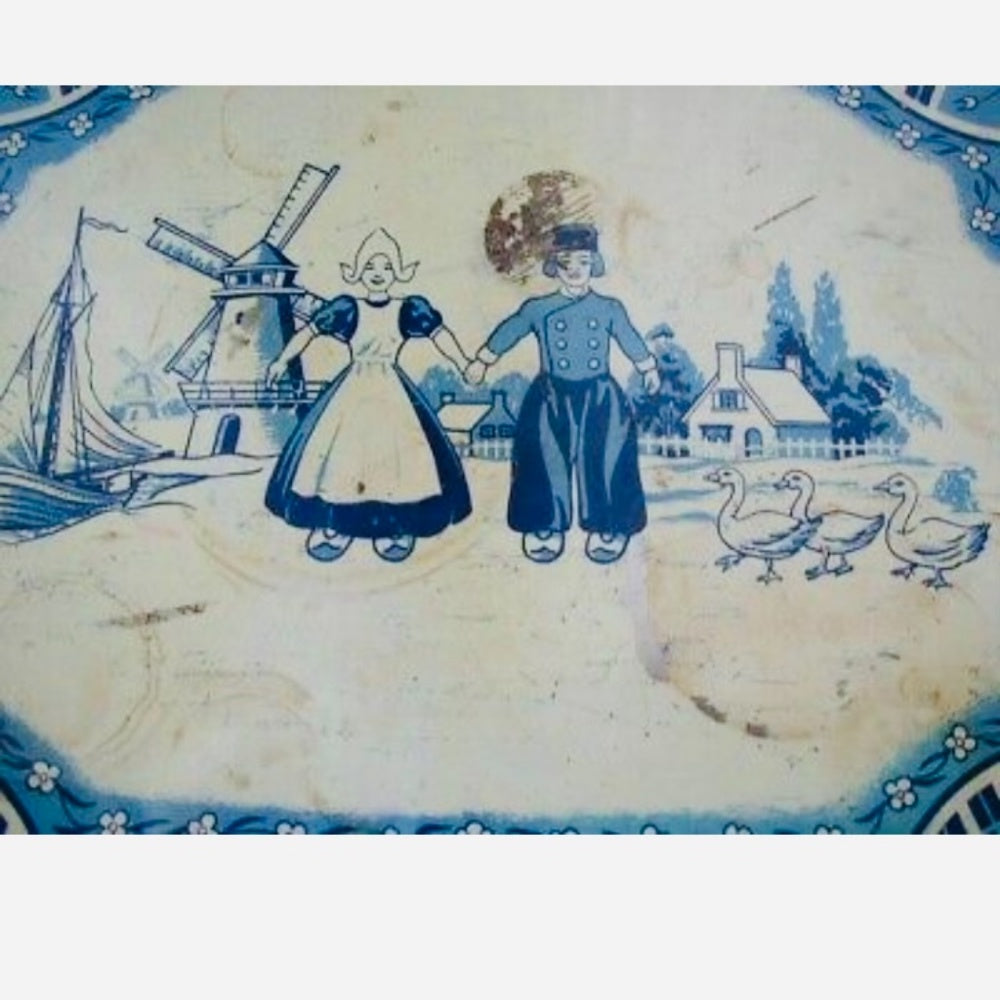1940-50s Wolverine, Delft 15-pc Child’s Tin Tea Set