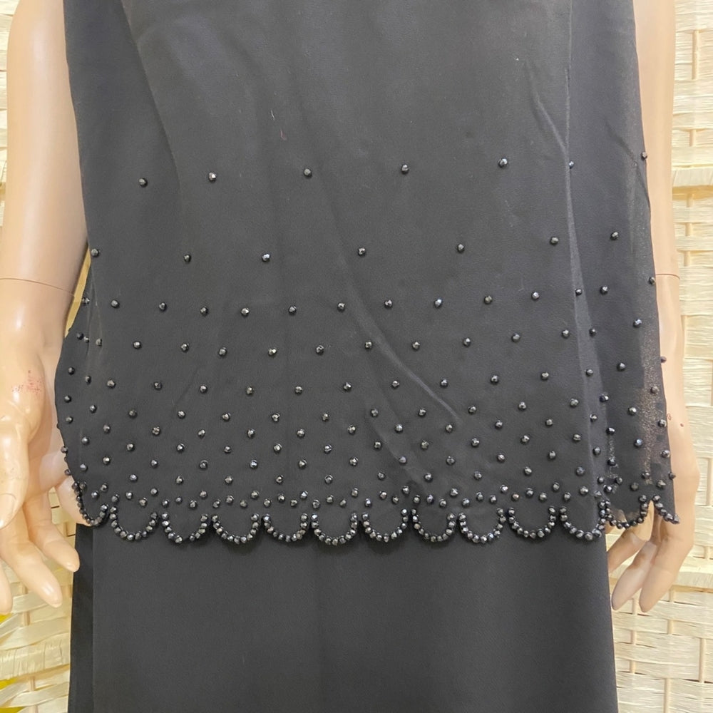 Dressbarn Women Collection, V Neck Beaded Black Blouse - Size 20W