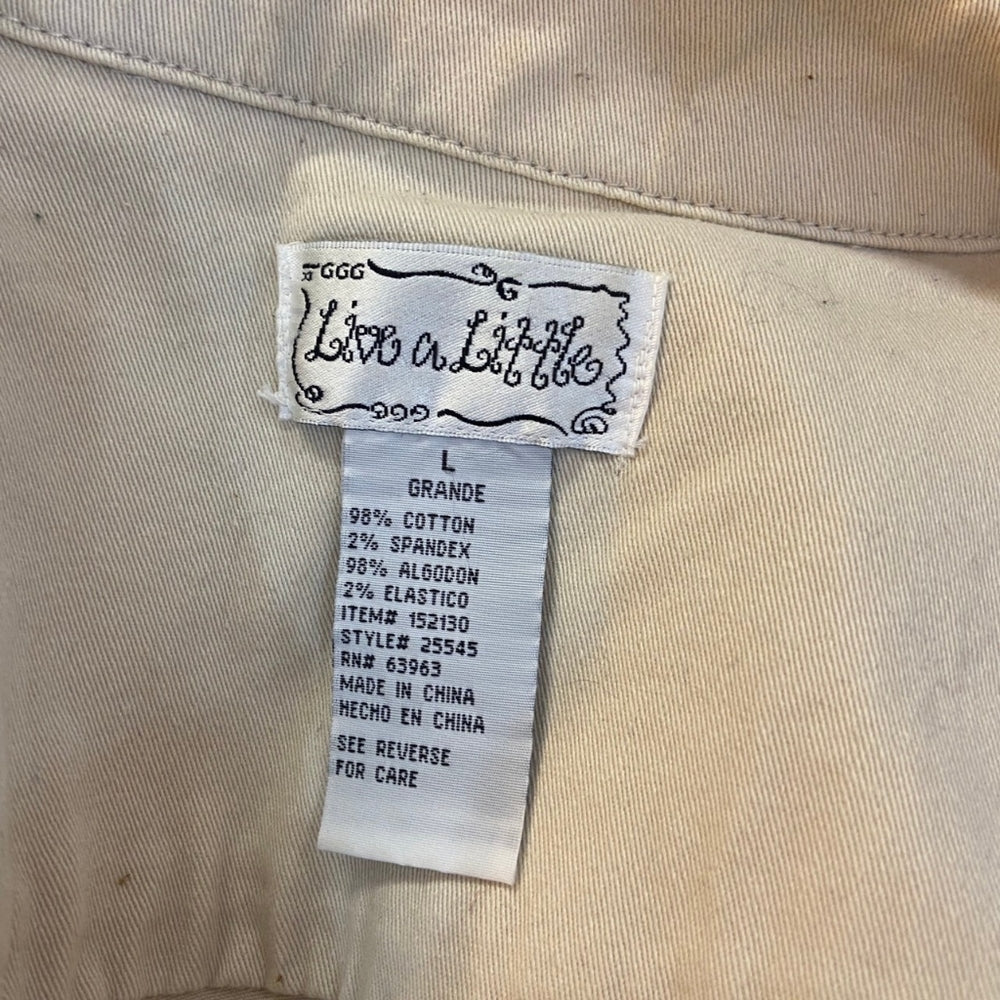 Live A Little, Cream Jacket with Frayed Edges - Size L