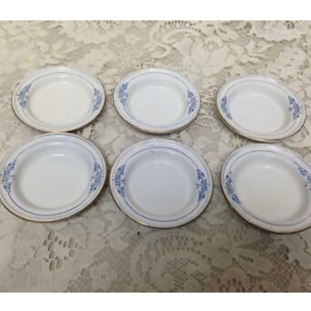 Antique, Germany, 9-pc White Enamelware with Trim, Child's Soup Tureen Set for 6