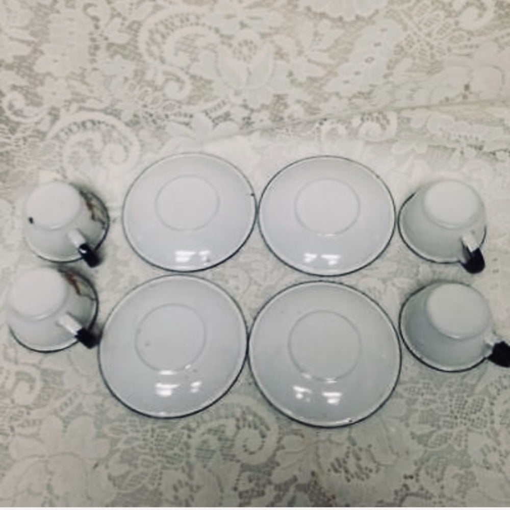 Antique, Rare, 17pc Nursery Rhyme, Enamelware Tea Set (A)