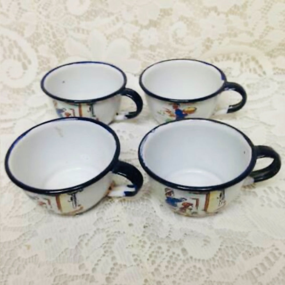 Antique, Rare, 17pc Nursery Rhyme, Enamelware Tea Set (A)
