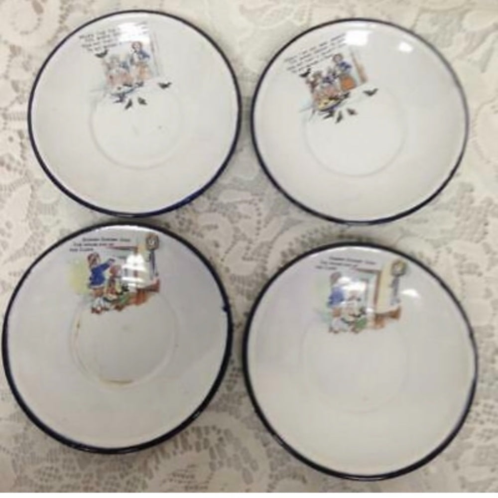 Antique, Rare, 17pc Nursery Rhyme, Enamelware Tea Set (A)